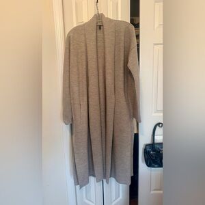 Eileen Fisher Boiled Wool Taupe/Gray long Cardigan Coat Sweater XS